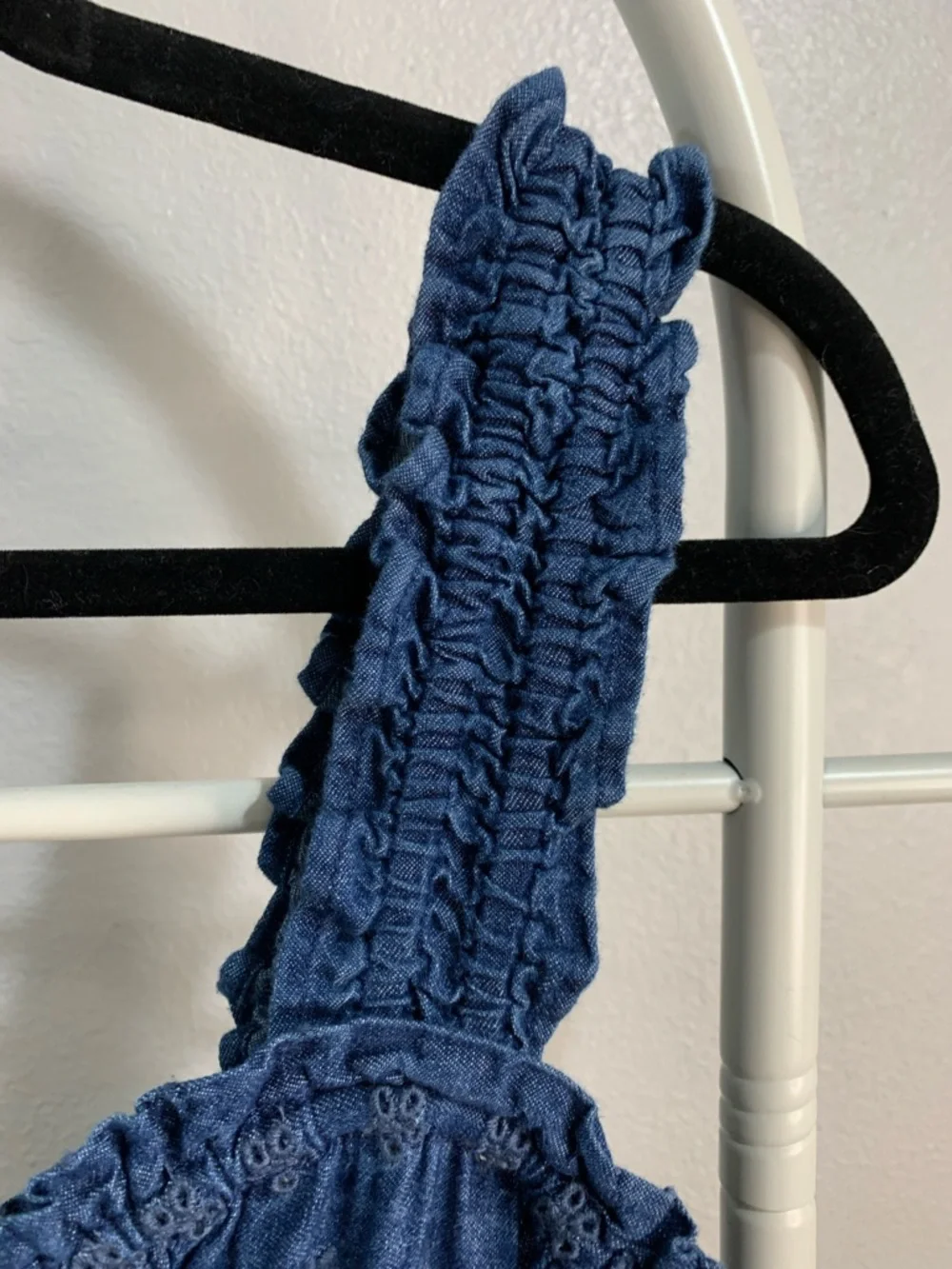 GAP Blue Eyelet Smocked Maxi Dress - Picture 7 of 11